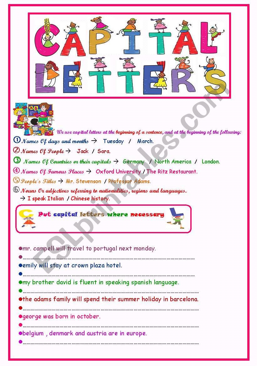 capital letters worksheet