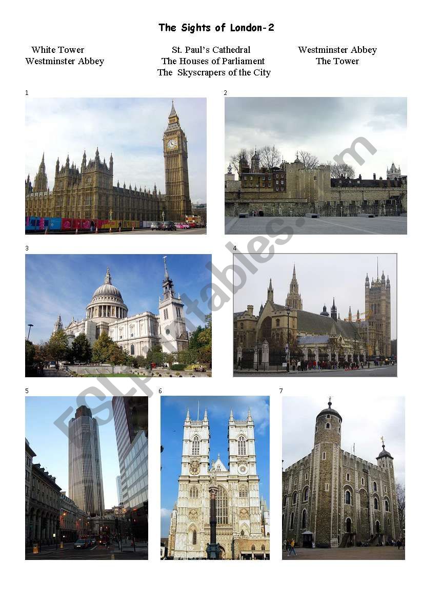 Sights of London. Part II worksheet