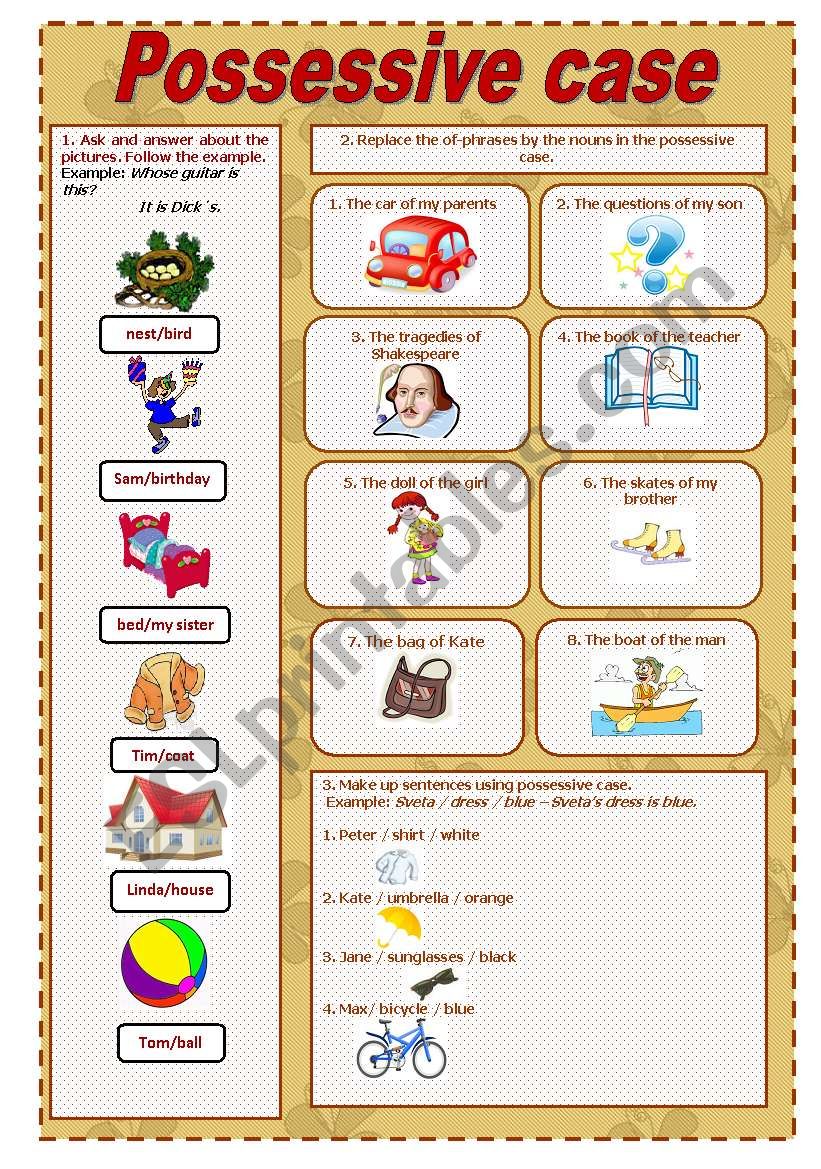 Possessive Case ESL Worksheet By Kosamysh