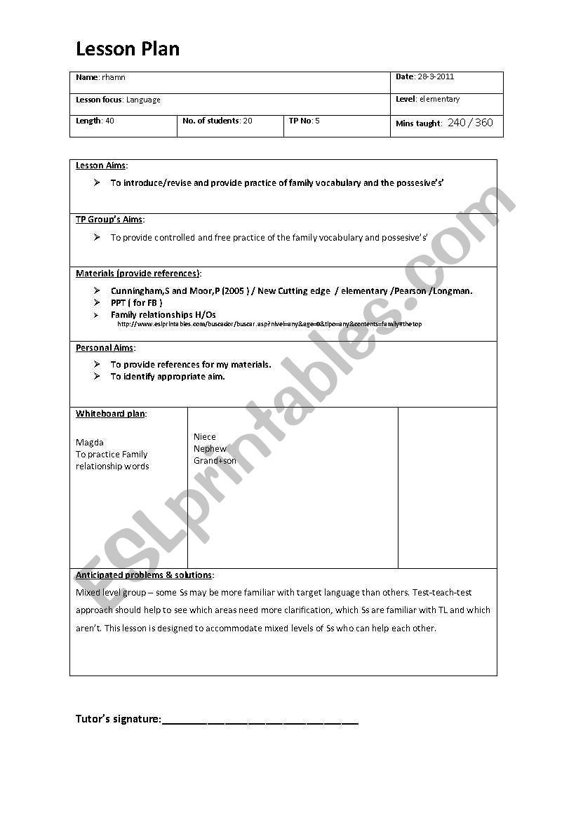 CELTA  worksheet