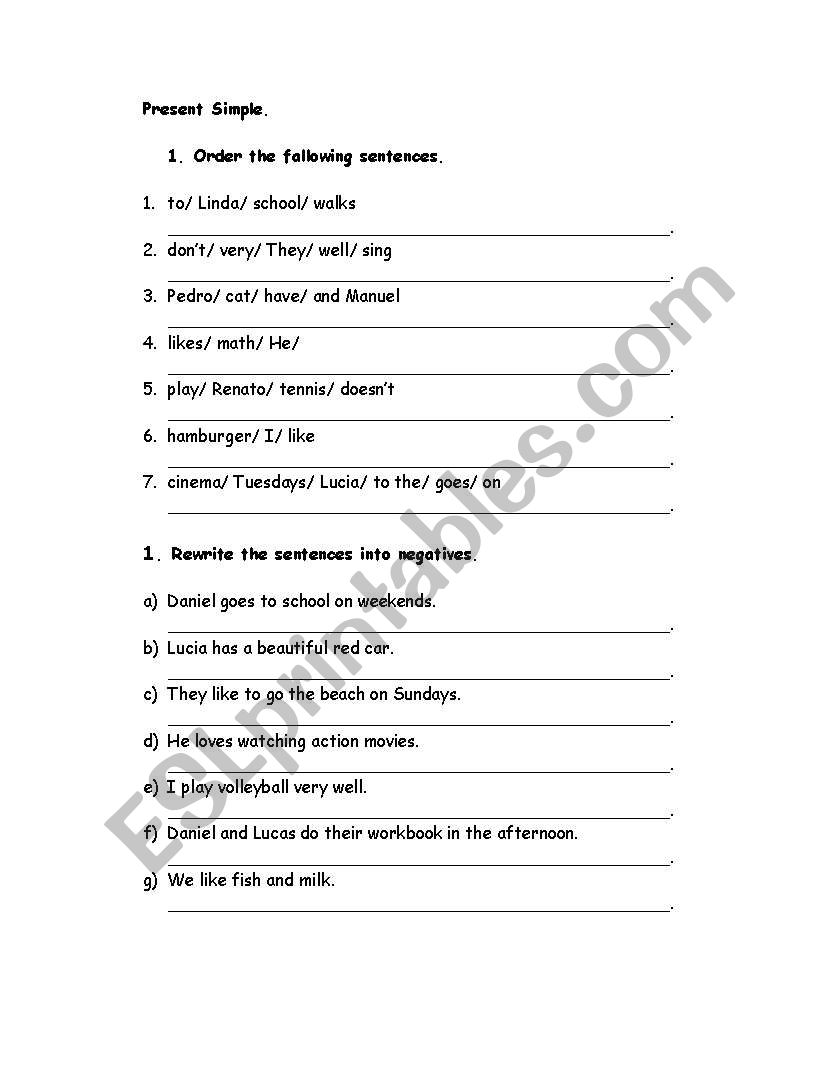 Present Simple worksheet