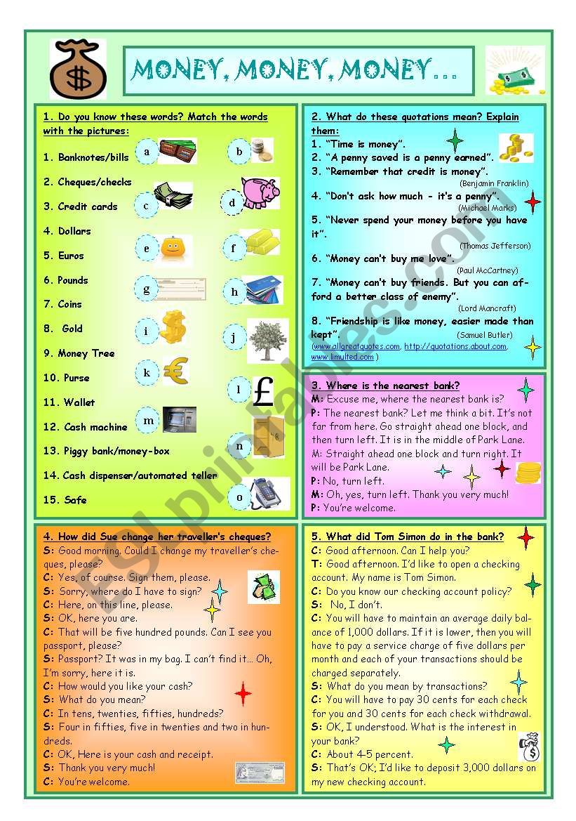 Money, Money, Money.... worksheet