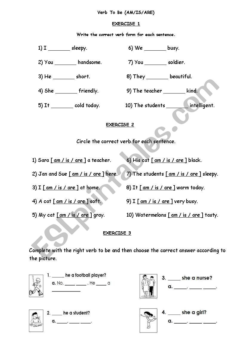 VERB TO BE - EXERCISE worksheet
