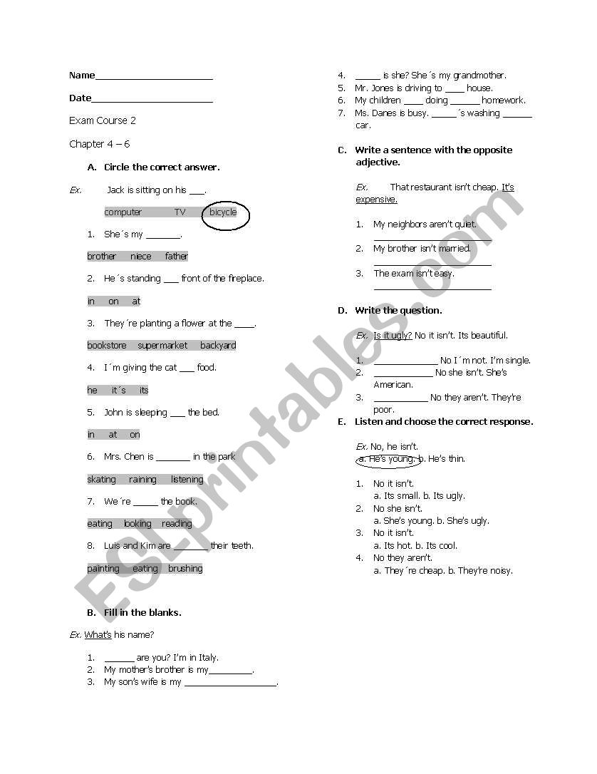 Side by Side Course 2 worksheet