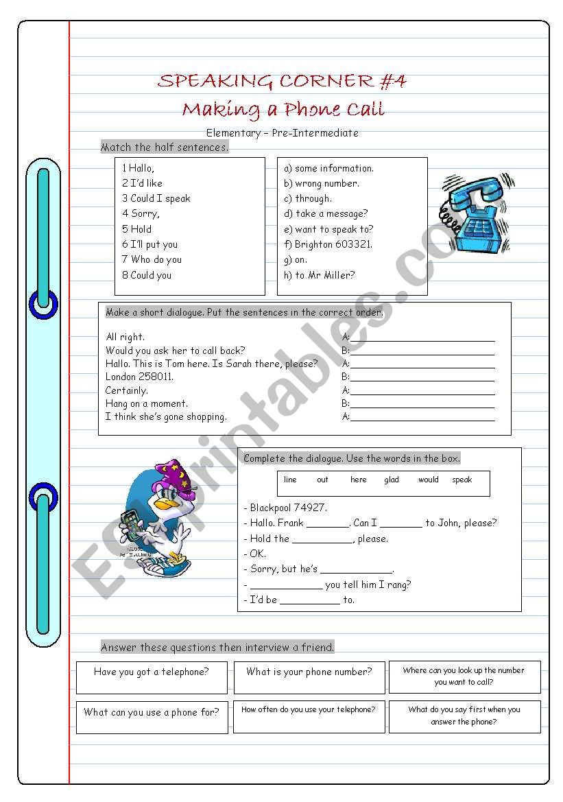 Speaking Corner #4 (Making a Phone Call)
