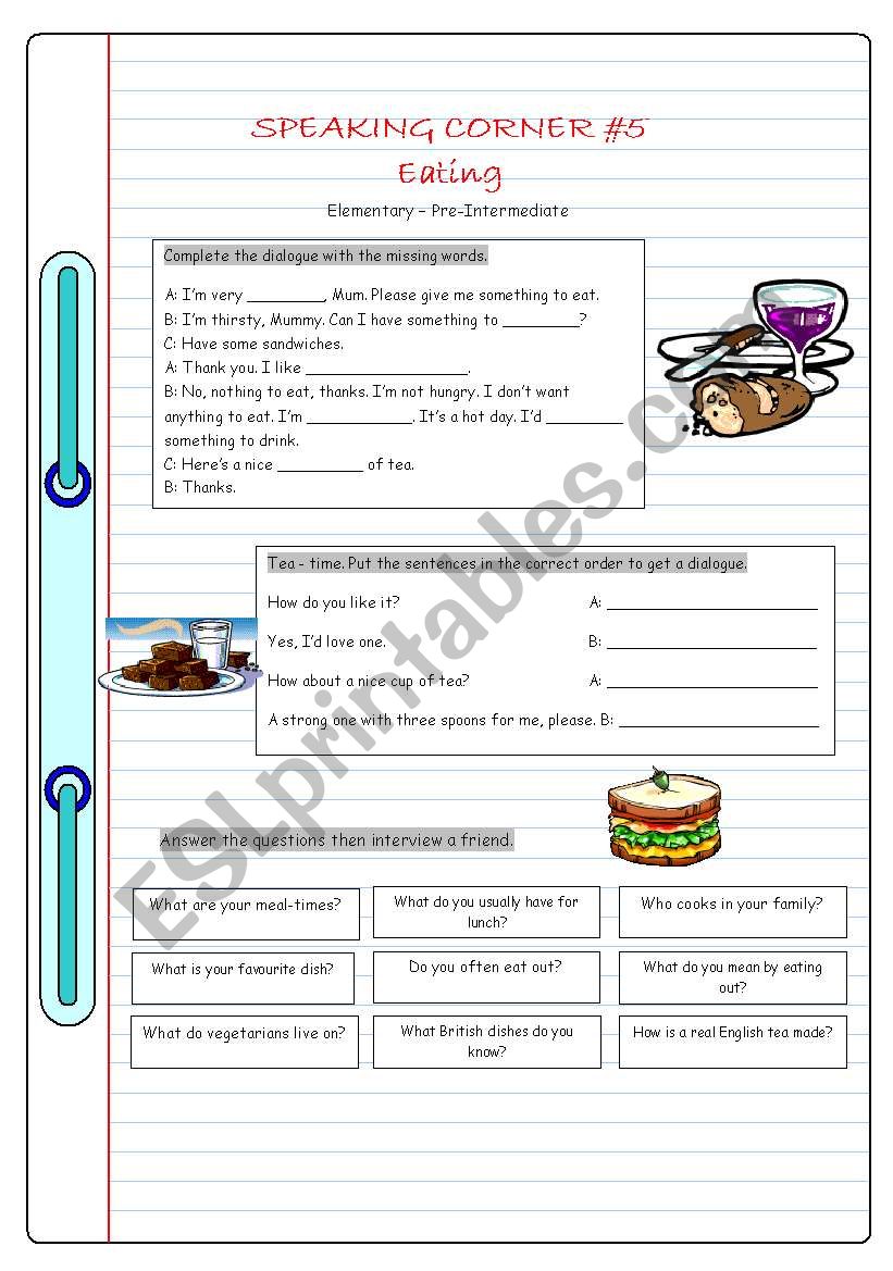 Spaking Corner #5 (Eating) worksheet