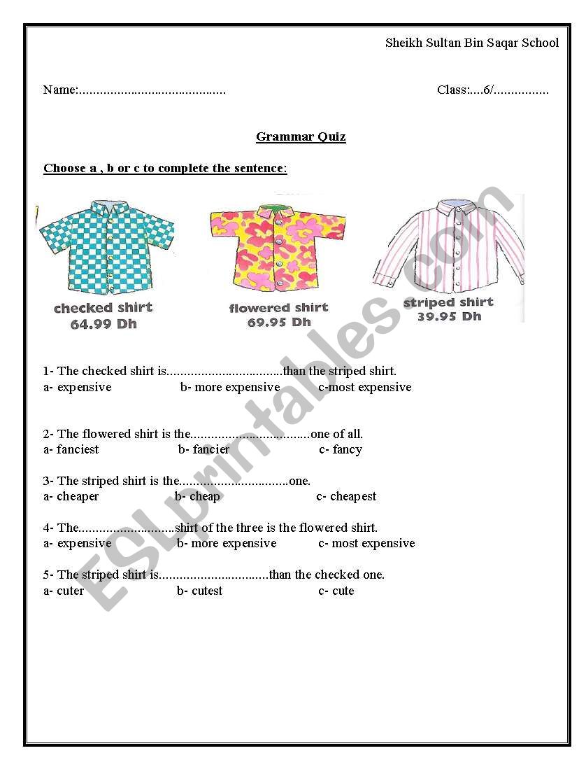 comparative and superlative quiz