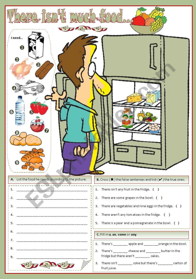There is some fruit. There is there are food упражнения. There is there are for Kids food. Food Fridge Worksheets. Картинка для отработки there is there are food.