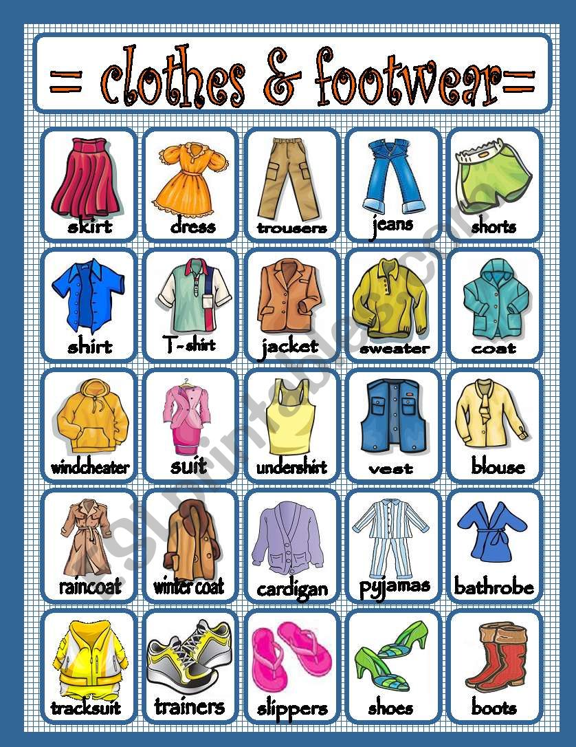 Clothes and footwear worksheet