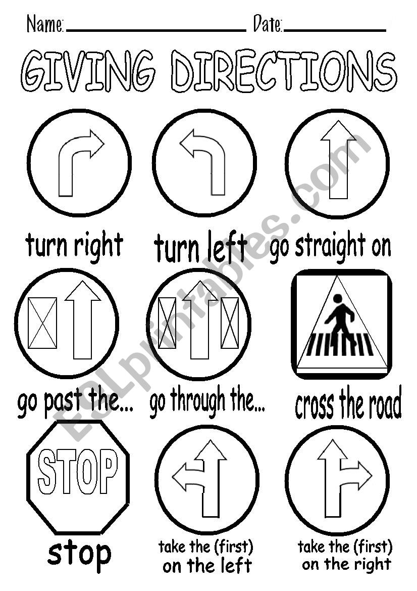 GIVING DIRECTIONS PICTURE DICTIONARY