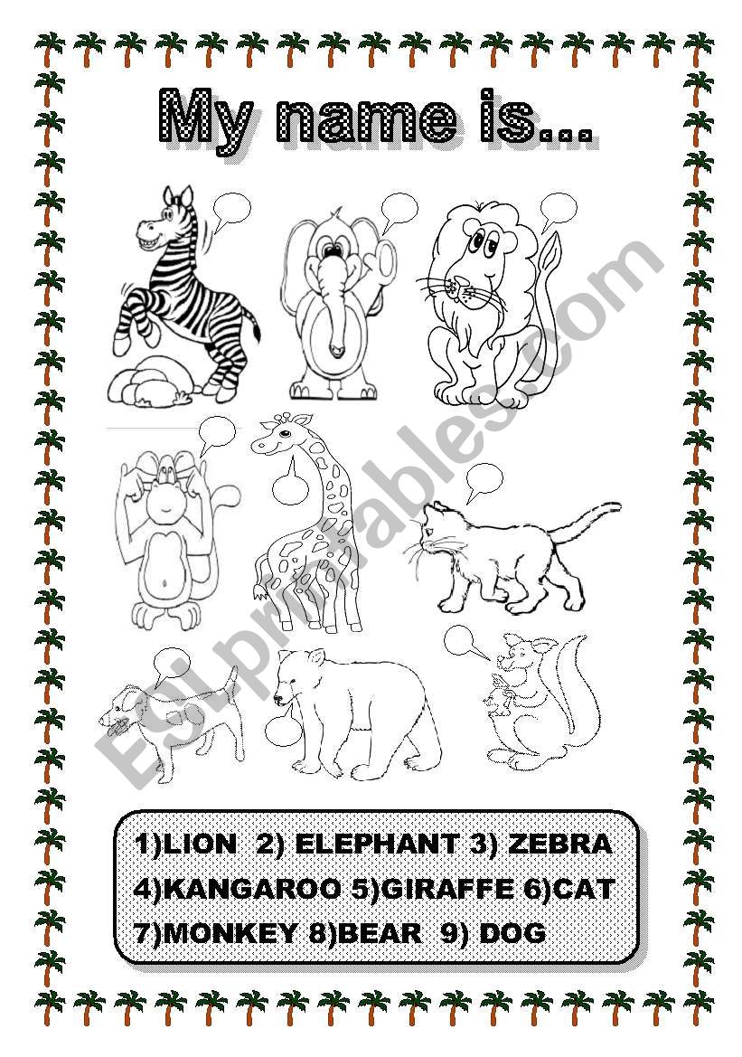NAME OF THE ANIMALS worksheet