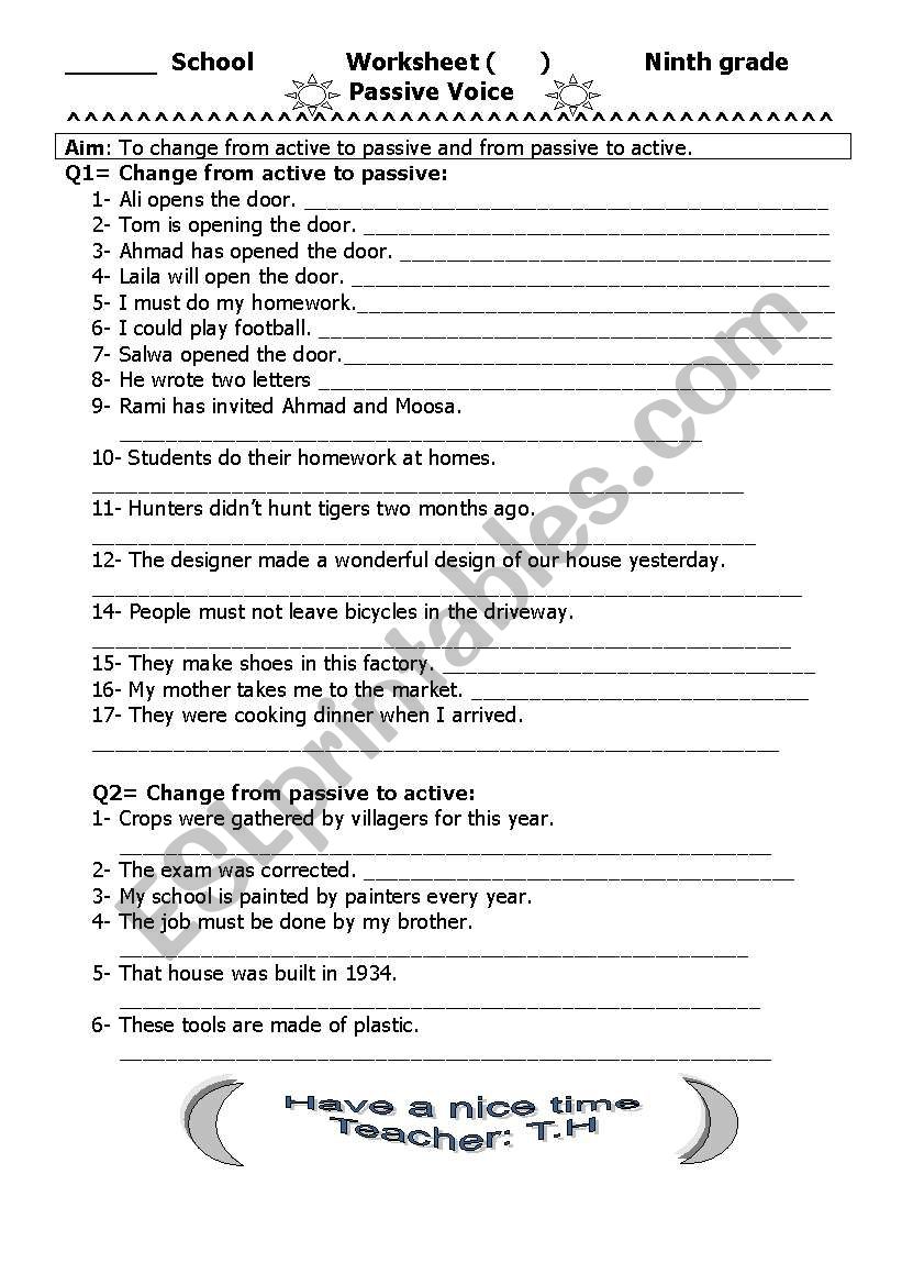 Passive voice worksheet