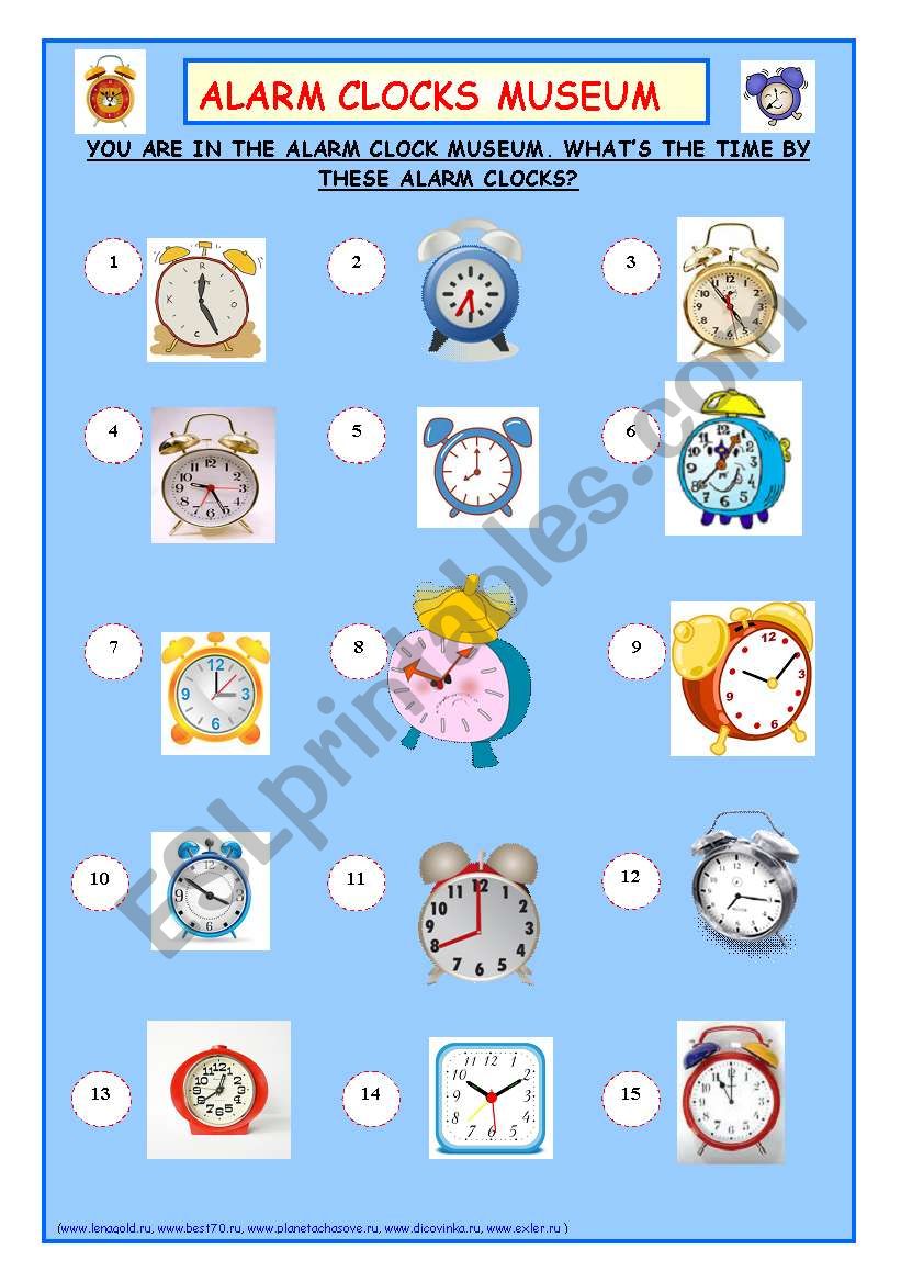 Alarm Clocks Museum worksheet