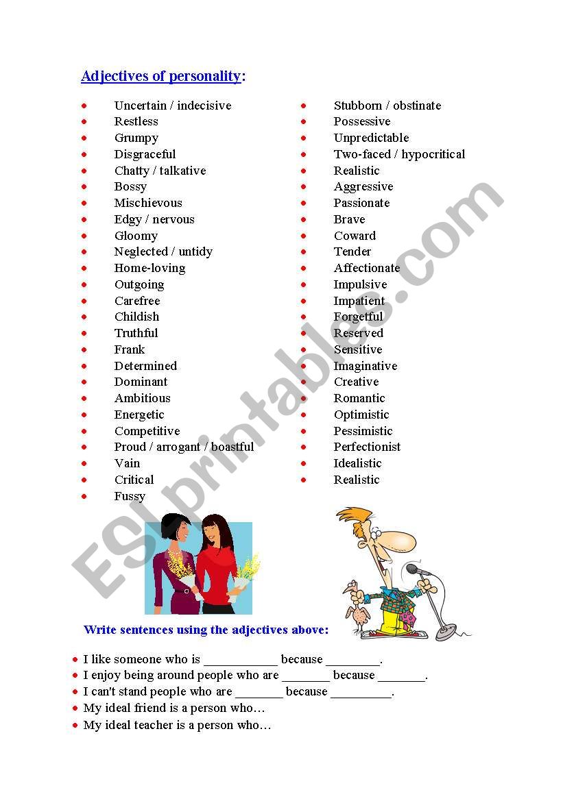 Adjectives of personality worksheet