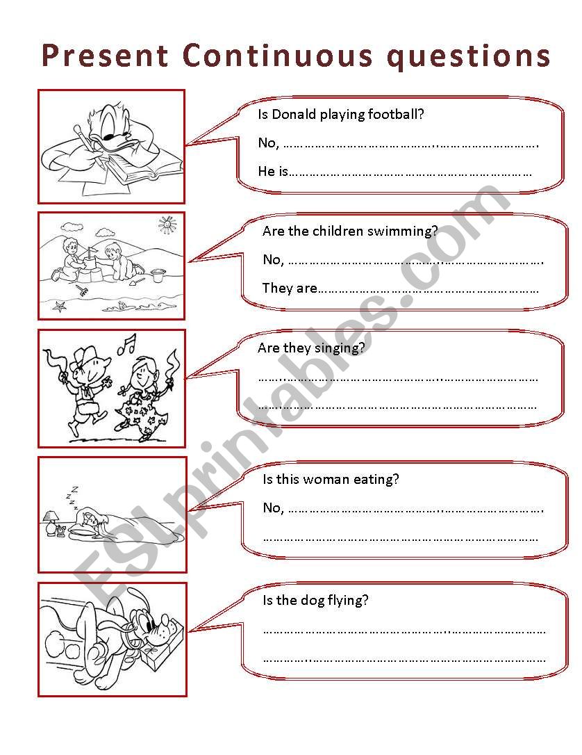 Present continuous worksheet