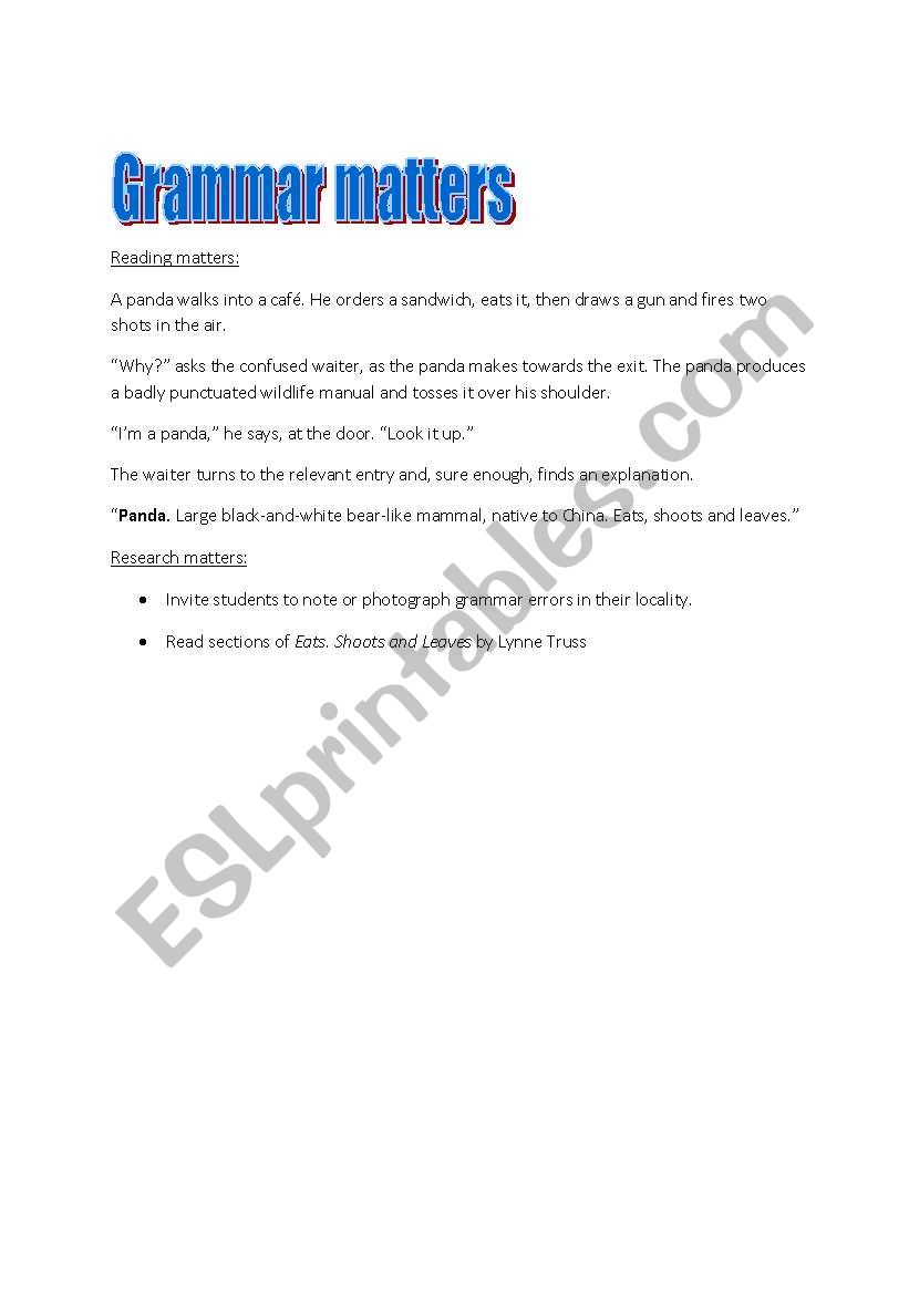 grammar matters worksheet