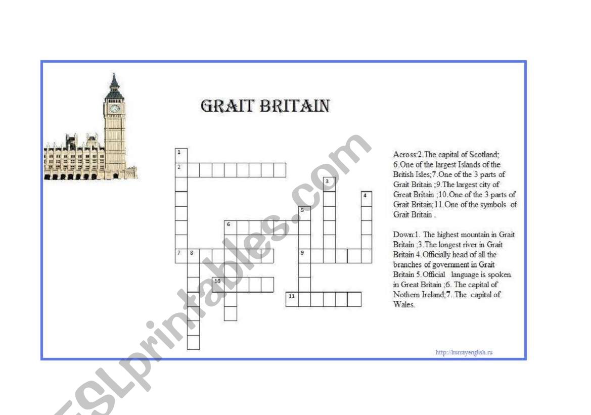 Grait Britain worksheet