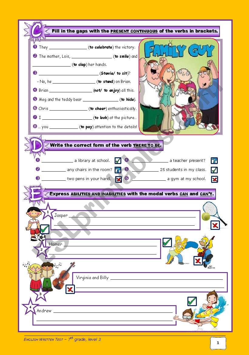 School Test (7th grade) - part 2 + CORRECTION