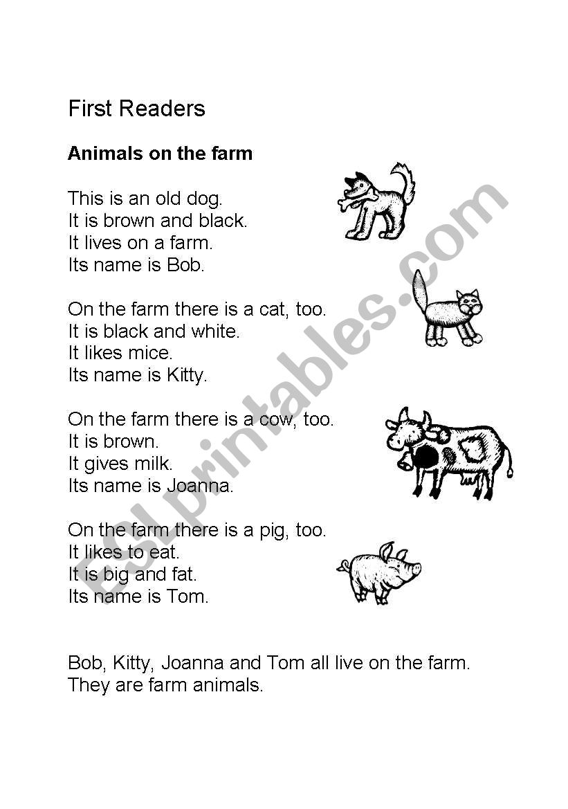 Animals on the farm - first readers