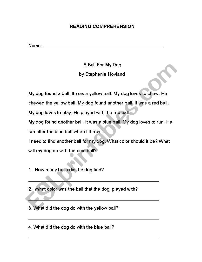 Reading Comprehension worksheet