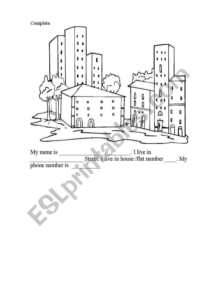 Where do you live? worksheet