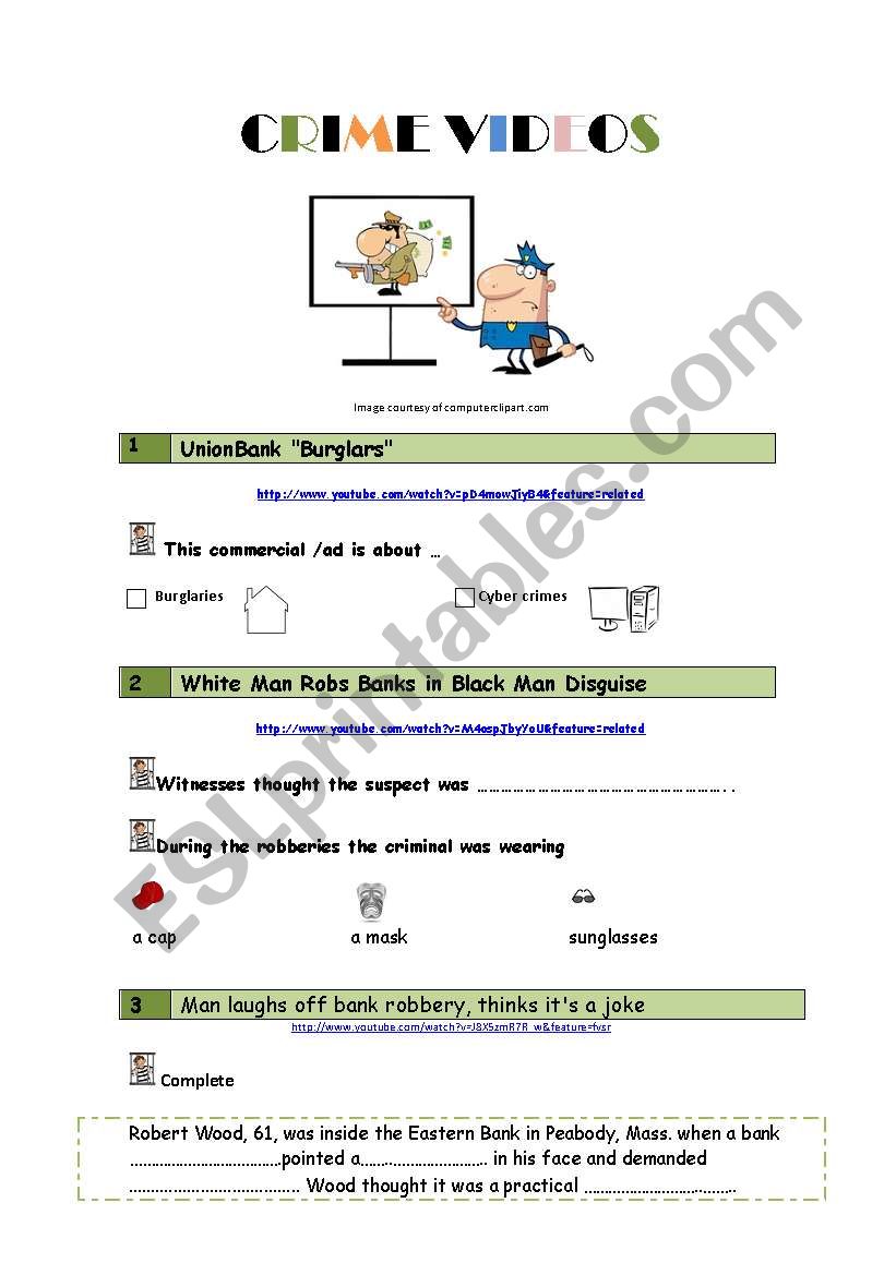 CRIME VIDEOS worksheet