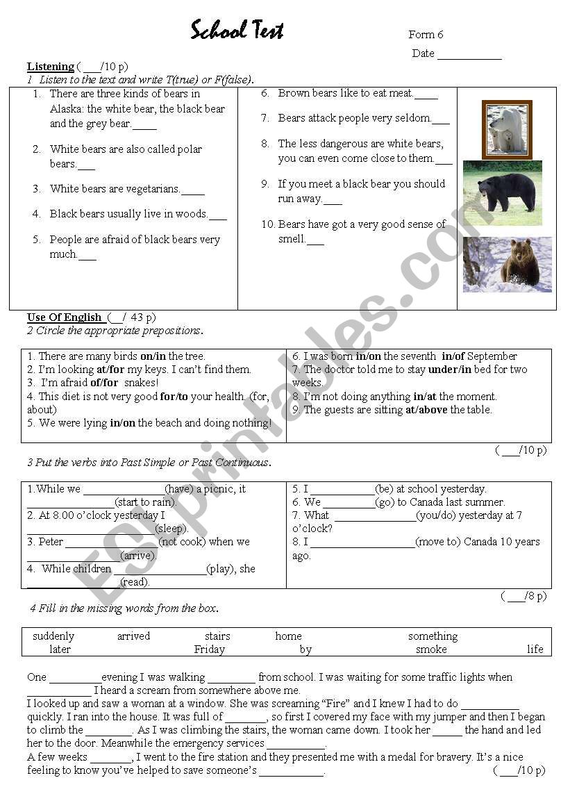 Test,Form 6 worksheet