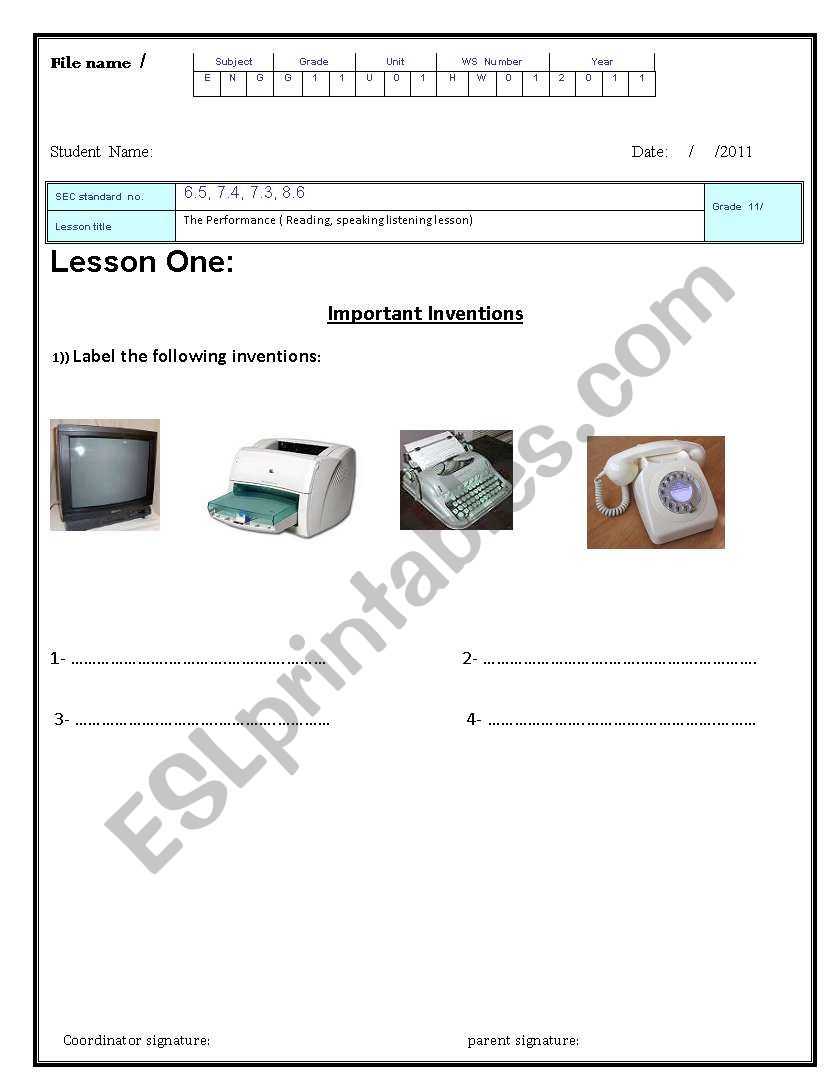 invention worksheet worksheet