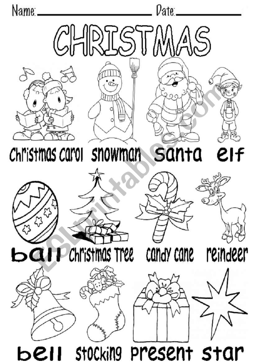 CHRISTMAS VOCABULARY worksheet