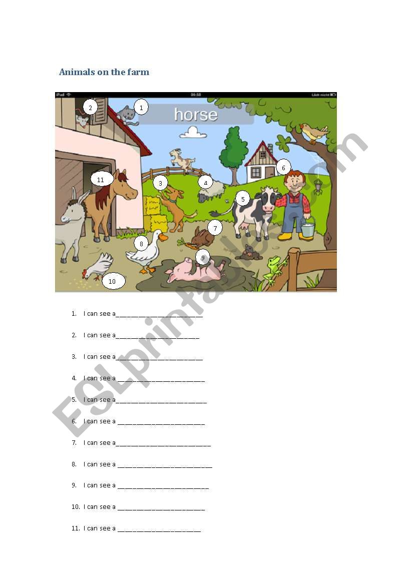 ANIMAL ON THE FARM worksheet