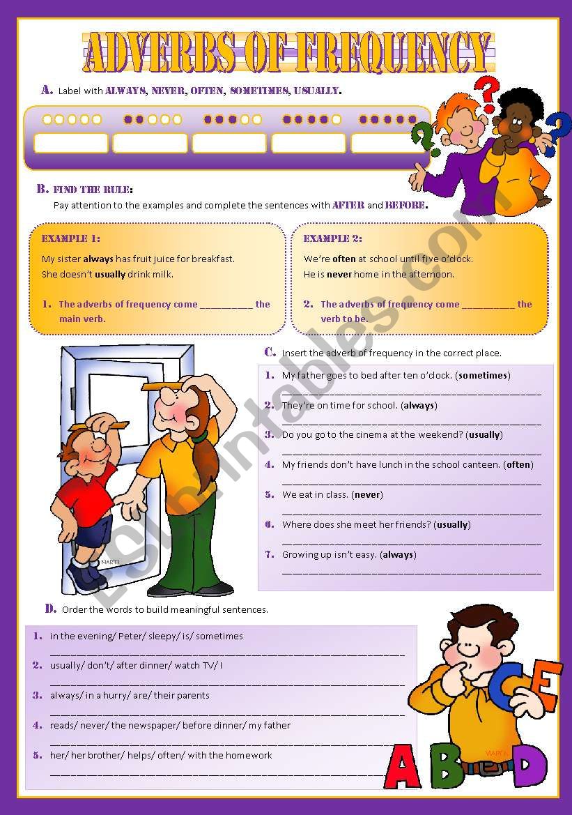 Adverbs of Frequency worksheet