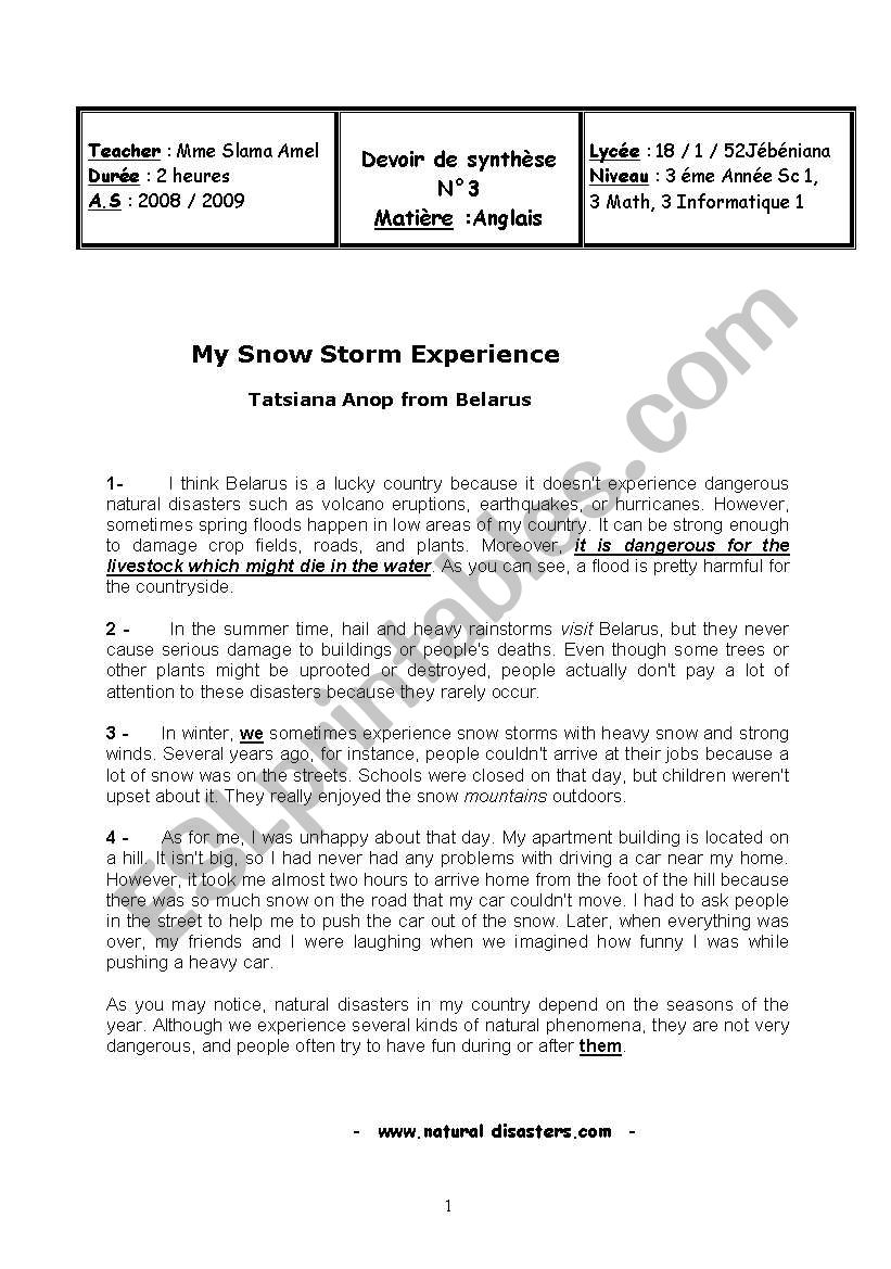 Full -Term Test NÂ°3 worksheet