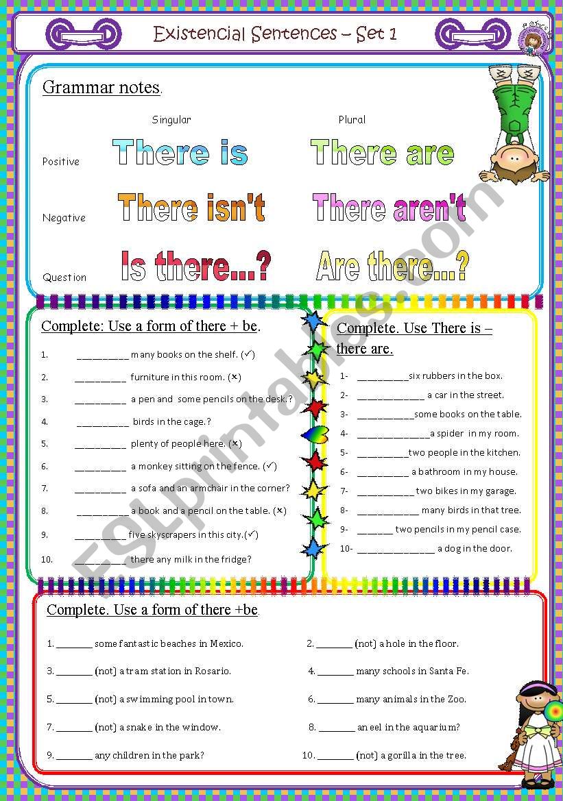 Existencial sentences 1 worksheet