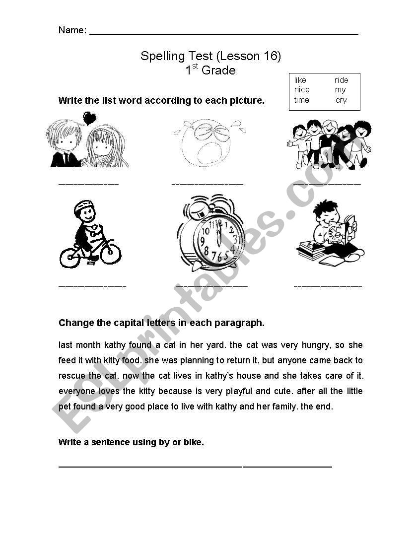 Spelling Test worksheet