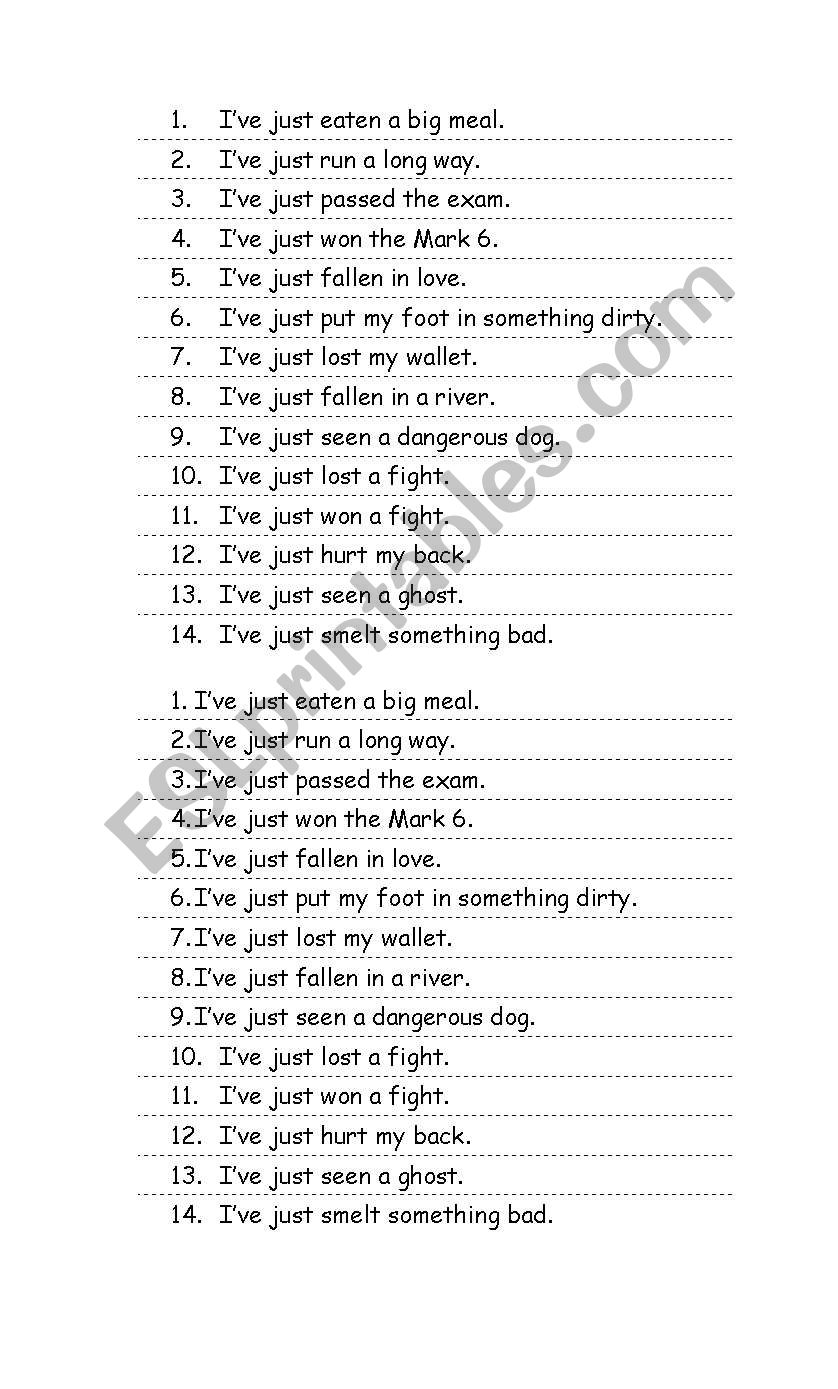 IÂ´ve just worksheet