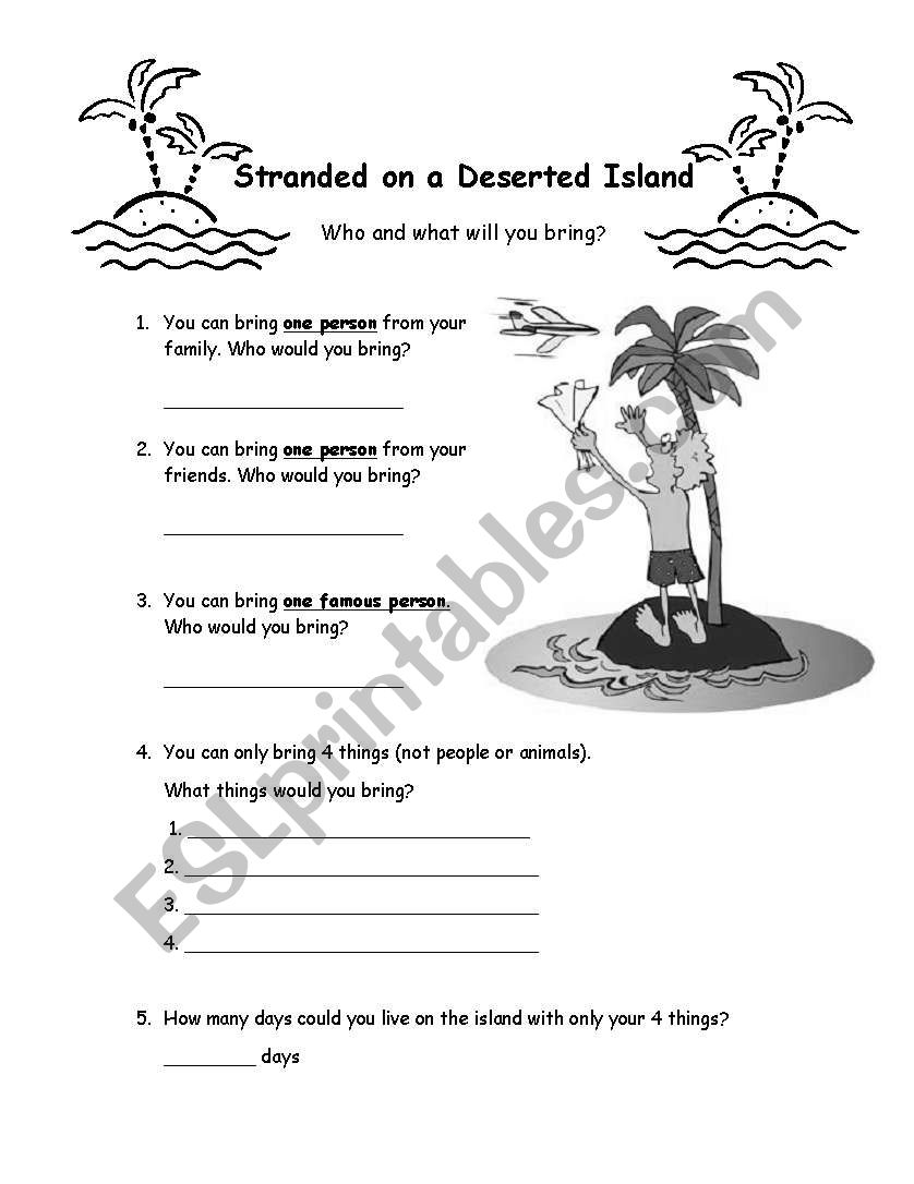 Stranded on a Deserted Island worksheet