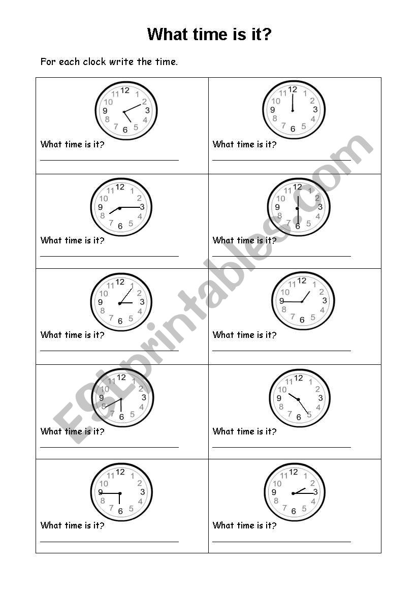 What time is it? worksheet