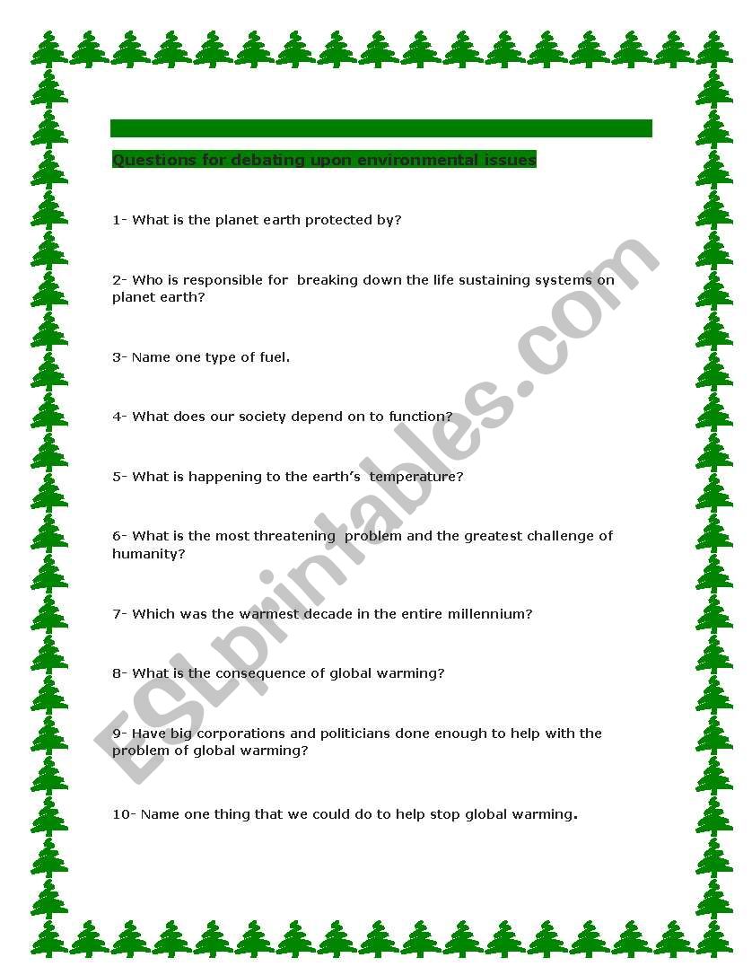 our planet  worksheet