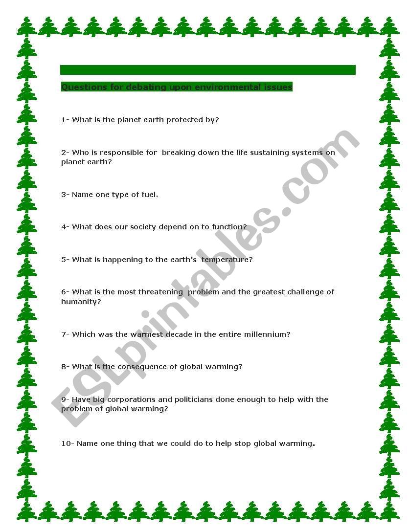 our planet  worksheet