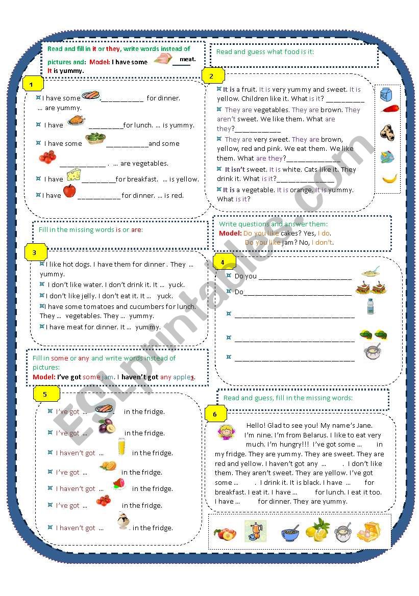 Food (Singular or Plural) it/they; is/are; some/any