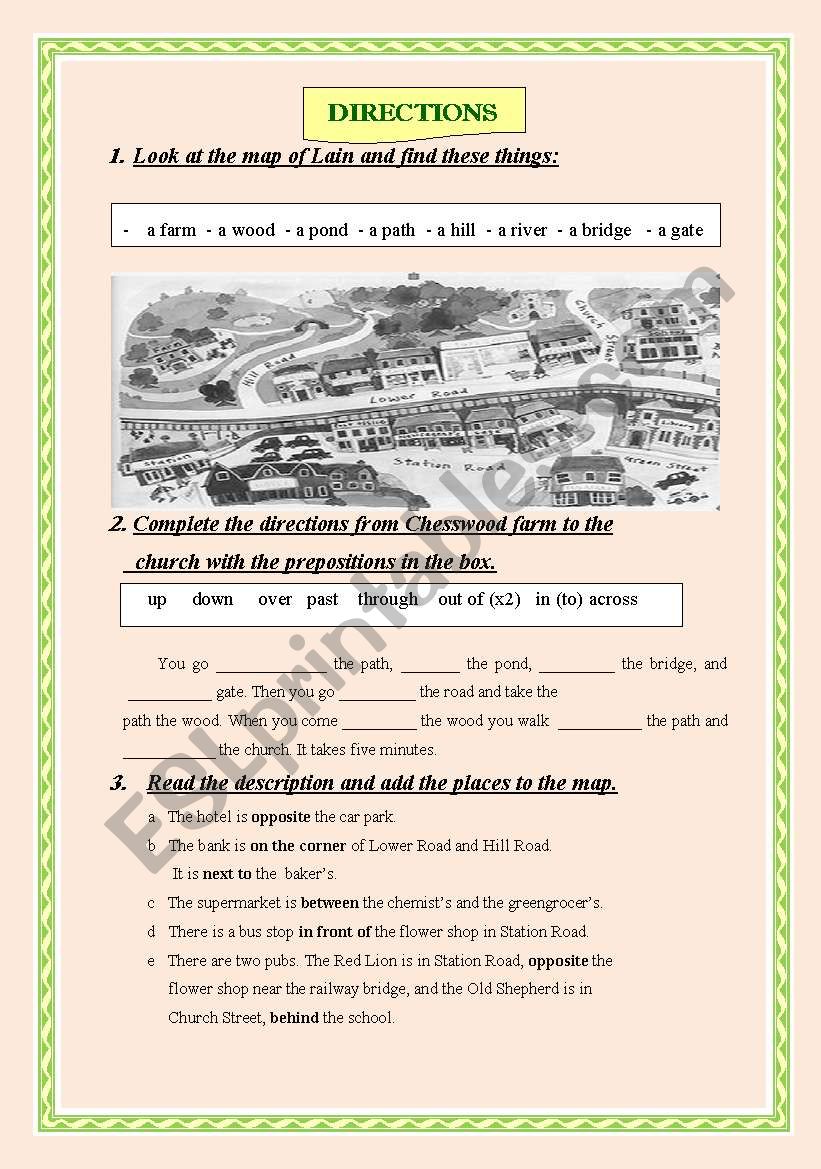 directions worksheet