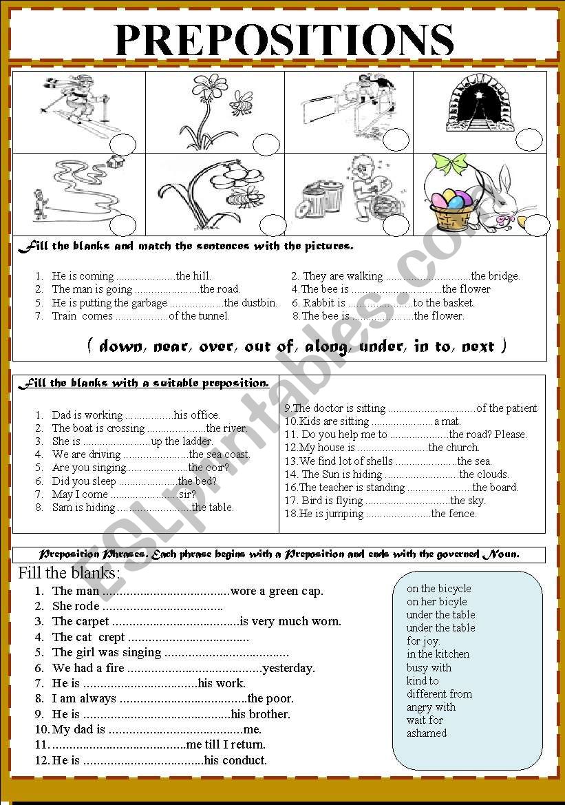 PREPOSITIONS worksheet