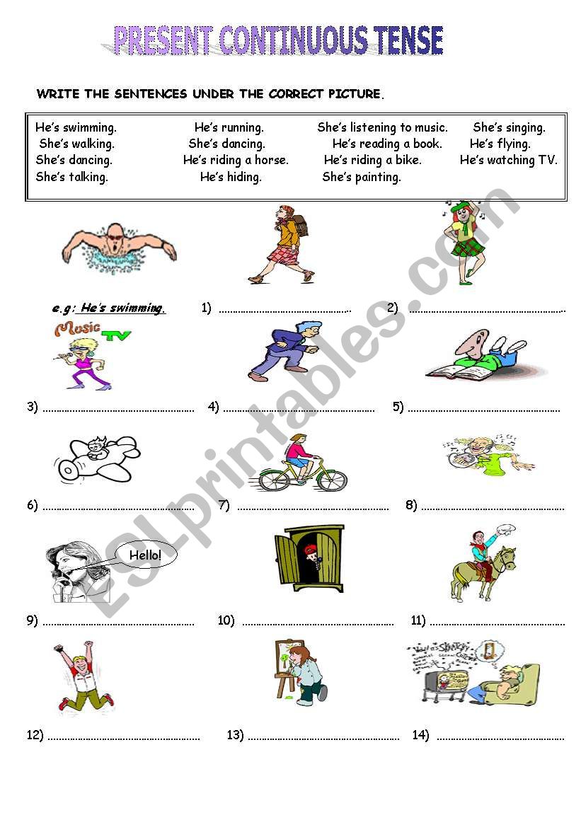 PRESENT CONTINUOUS TENSE worksheet