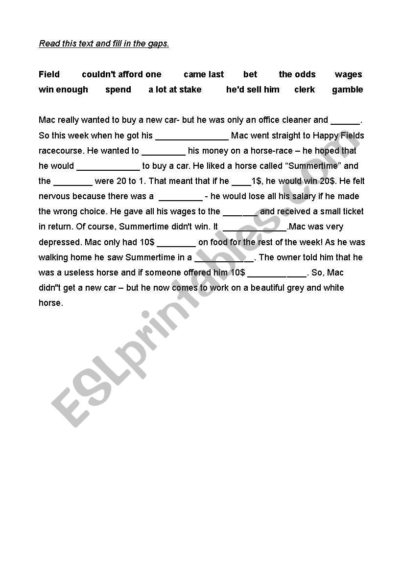 luck  worksheet