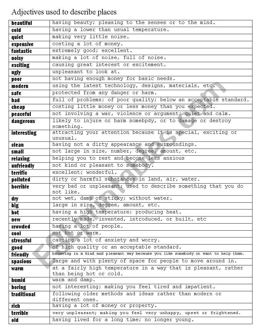 Adjectives worksheet