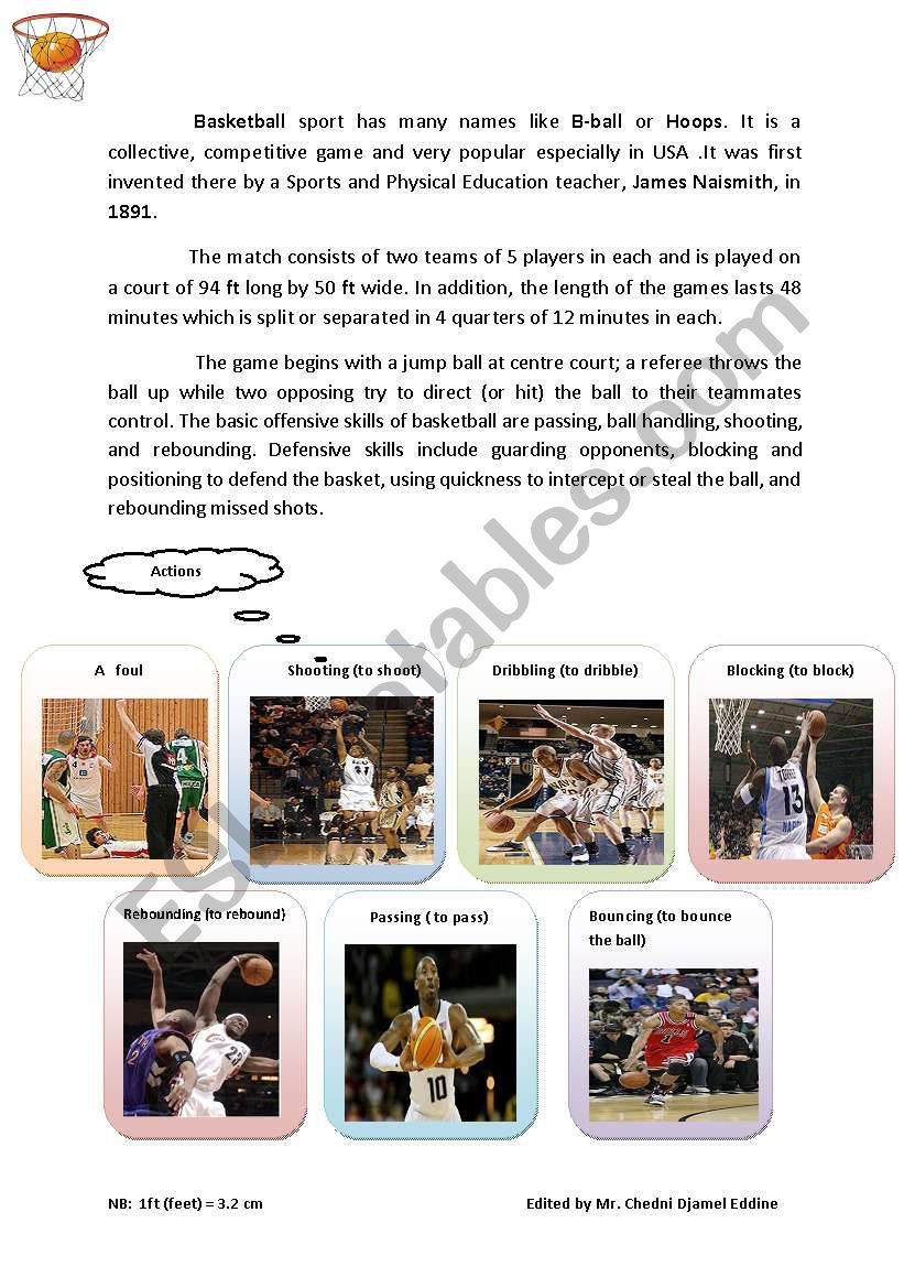 Basketball Sport( B-ball or Hoops)