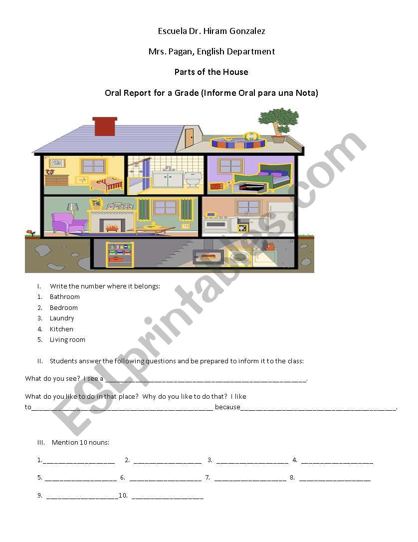 Parts of the house Special Project