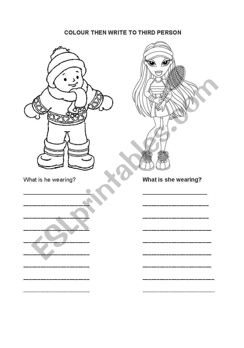 COLOUR AND WRITE worksheet