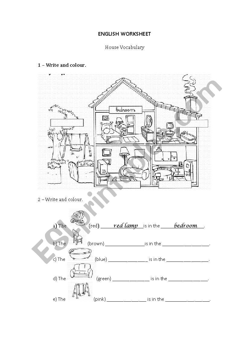 house vocabulary worksheet