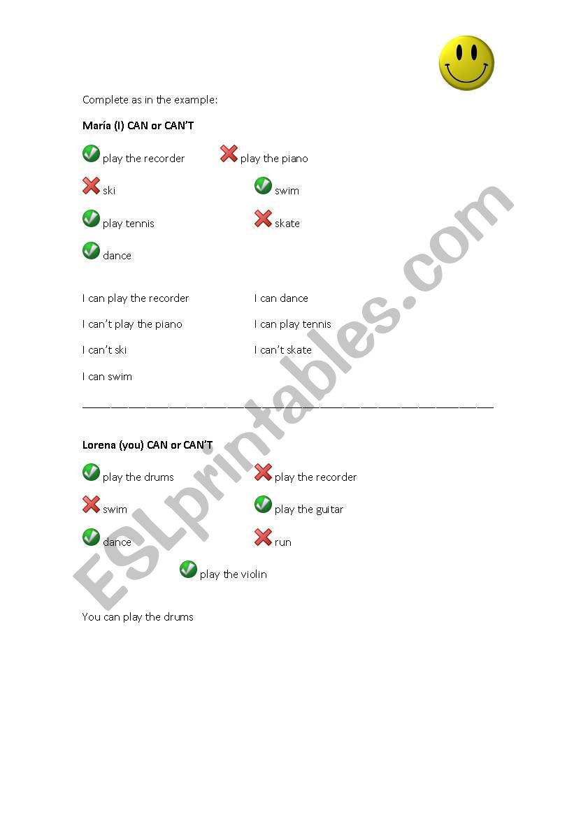 Tick or cross: have got, can and like